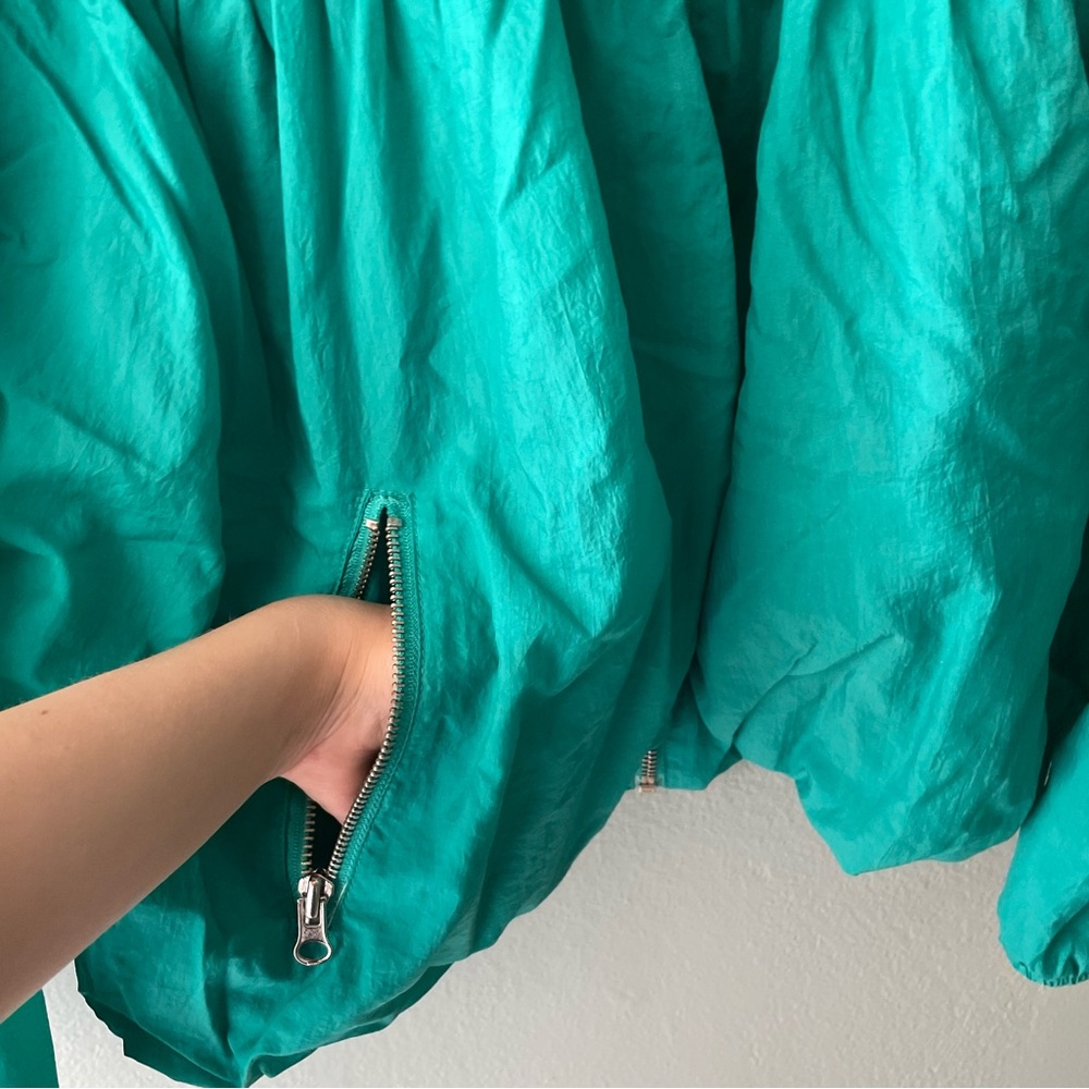 Free People | Teal Retro Zip-Up Windbreaker Bomber Jacket - Picture 6 of 11